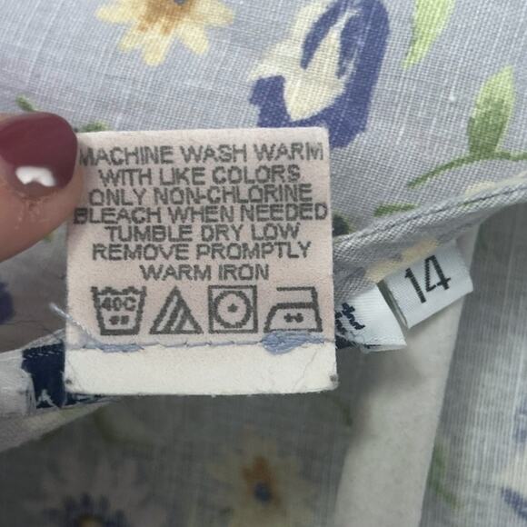 Madison Scott VTG Floral Maxi Dress Women's 14 Linen Blend Cottagecore U.S.A. - Picture 5 of 5